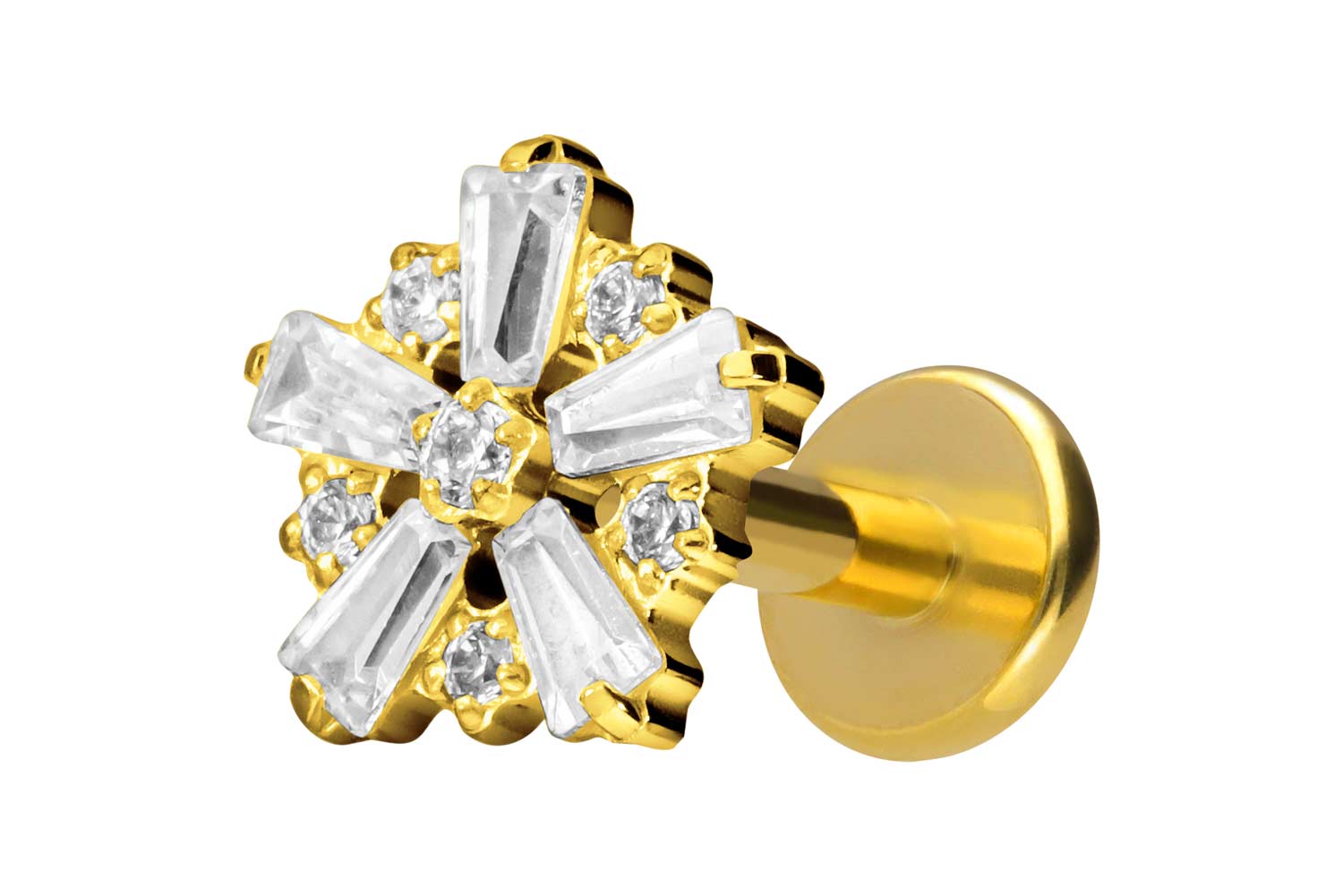 Titan Labret Piercing mit Innengewinde SCHNEEFLOCKE